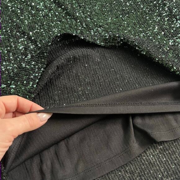Cable & Gauge Green Sequin Dress Mini Medium M Short Sleeve for Special Ocassion - Picture 8 of 10